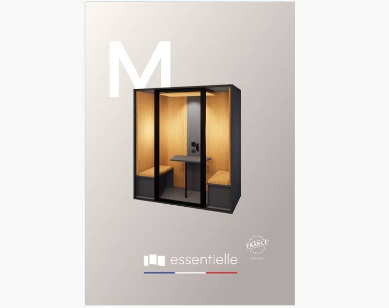 Bordeaux - Cabine acoustique Modèle M - 2 places avec tablette bureau et éclairage dynamique